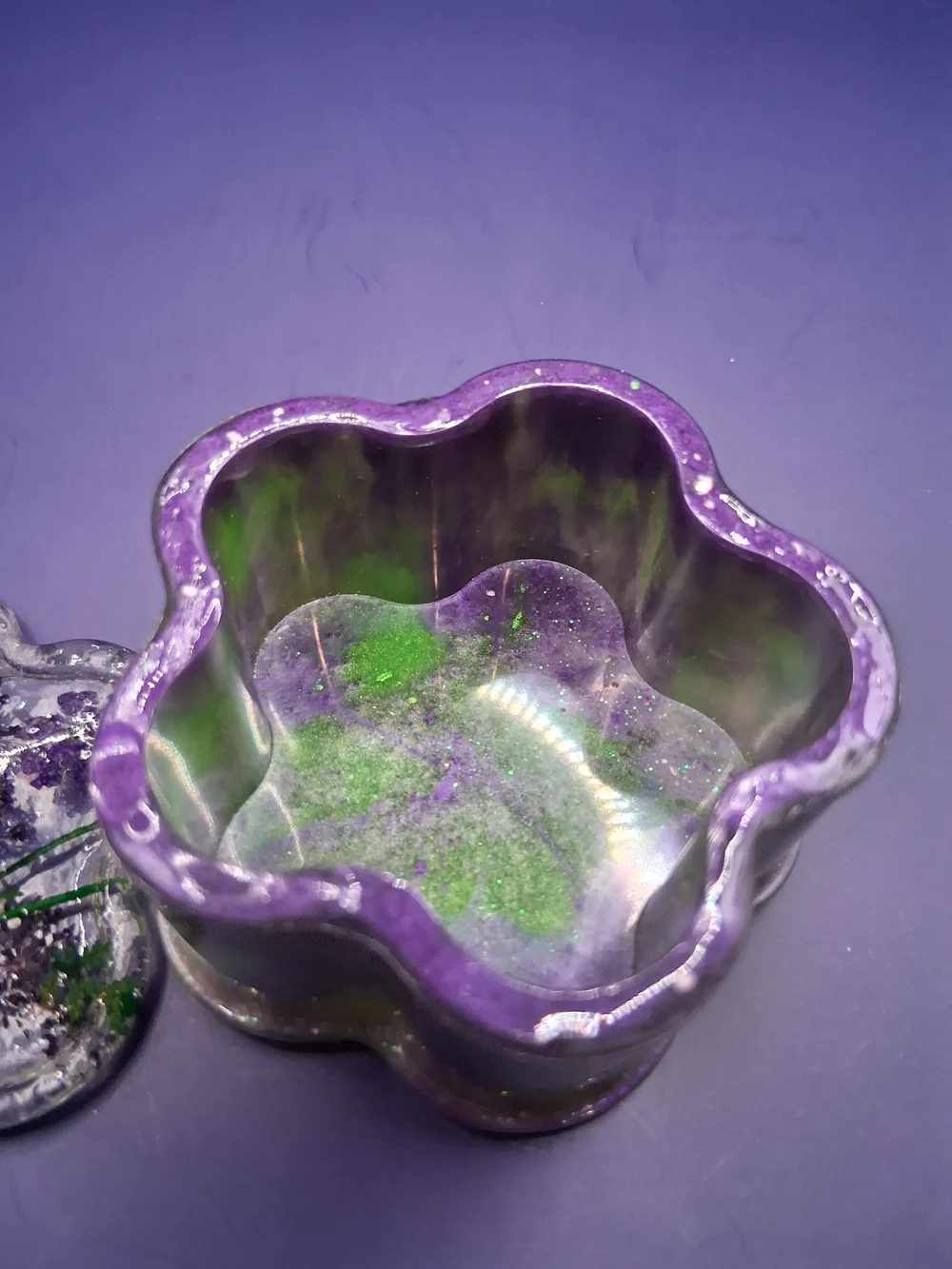 Purple and Green Flower Trinket Box